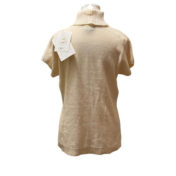 Motto Womens Short Sleeve Turtleneck‎ Sweater Medium Cream Knit QVC - Picture 2 of 8